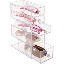 InterDesign Drawers Bathroom Storage Tower Plastic Cosmetic Organiser Drawers With 5 Drawers Clear - Clear - View 5