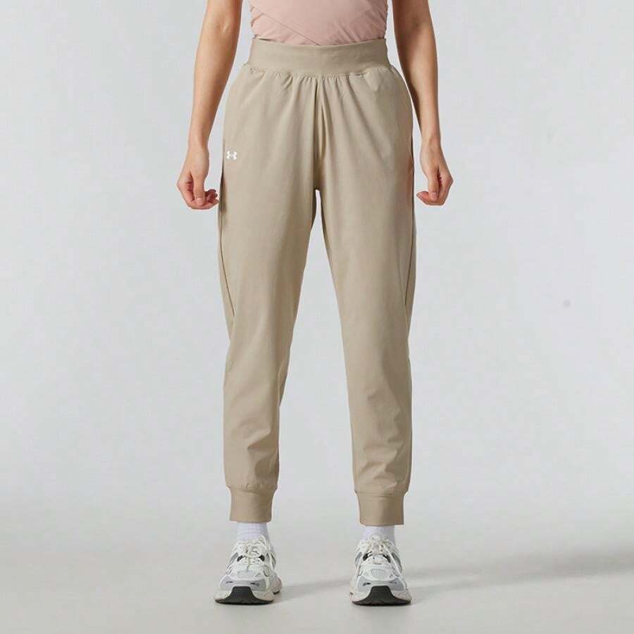 Under Armour Rival Hi Rise Woven Pant, Ankle Jogger Single Layer Pants For Daily Wear & Running, 1382727 - Khaki - View 1