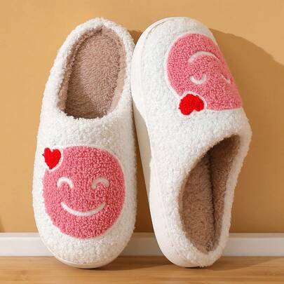 Autumn/Winter Colorful Cartoon Design Plush Slippers, Indoor Floor Warm Lightweight Slip-On Slippers For Men And Women, Plus Size