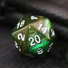 Juego de 7 dados con diseño de galaxia de estrellas en amarillo y verde - Perfecto para MTG, RPG y juegos de mesa! - Multicolor - Ver 3