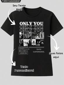 Camiseta Personalizada Dia dos Namorados com Foto Casal - Preto - Visão 1