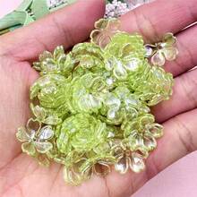 100PCS 14.7mm Acrylic Galsang Flower Loose Beads DIY Bracelets Necklace Earrings Handmade Material For Jewelry Making - màu xanh lá - Xem 6