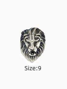 1pc Stainless Steel Skull, Eagle, Lion Head Punk Gothic Style Waterproof Fade-Resistant Ring, Suitable For Daily Wear, Music Festival, Theme Party - Silver - View 16