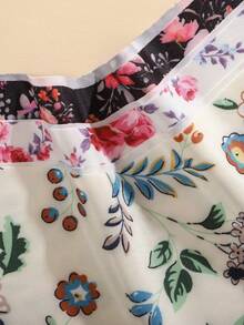 5 قطع/عبوة سروال داخلي نسائي بخصر على شكل V مطبوع بزهور، قماش ناعم وممتاز - متعدد الألوان - مشاهدة 4