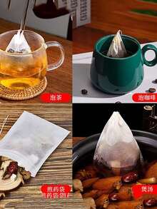 100pcs Reusable Non-Woven Fabric Tea Bags, Medicine Bags And Soup Bags, Suitable For Various Filtration Uses, With Drawstring Closure Design, Perfect For Loose Tea, Soup Ingredients, Chinese Herbal Medicine And Spices - Multicolor - View 4