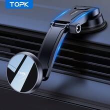 TOPK Magnetic Car Phone Mount, Strong Magnet Dashboard Suction Cup Car Phone Holder With Adjustable Telescopic Arm For All Cell Phones - A - View 1