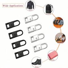 Urmspst Zipper Pull Replacement (Upgraded), 4 PCS Detachable Zipper Pull Oval Tabs For Luggage Clothing Jackets Backpacks Boots Purse Coat(4 Color Black, Silver, Gold,Gray ) - 4pcs - View 5