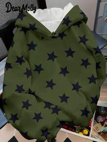 DEAR MOLLY Y2K 复古哥特风女式卫衣，时尚星形印花宽松套头卫衣，适合秋冬季休闲街头穿着。 - 綠色 - 查看 1