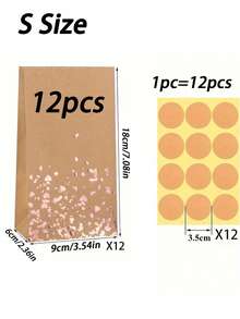 Bulk Elegant Rose Golden Kraft Paper Gift Bags Set With 12 Stickers - Beige & Golden Durable Kraft Paper, Golden Accent Packaging For Weddings, Birthdays, Showers, Tea Parties - Bulk Gift Wrap Supplies, Izable Label-Friendly - Multicolor - View 9