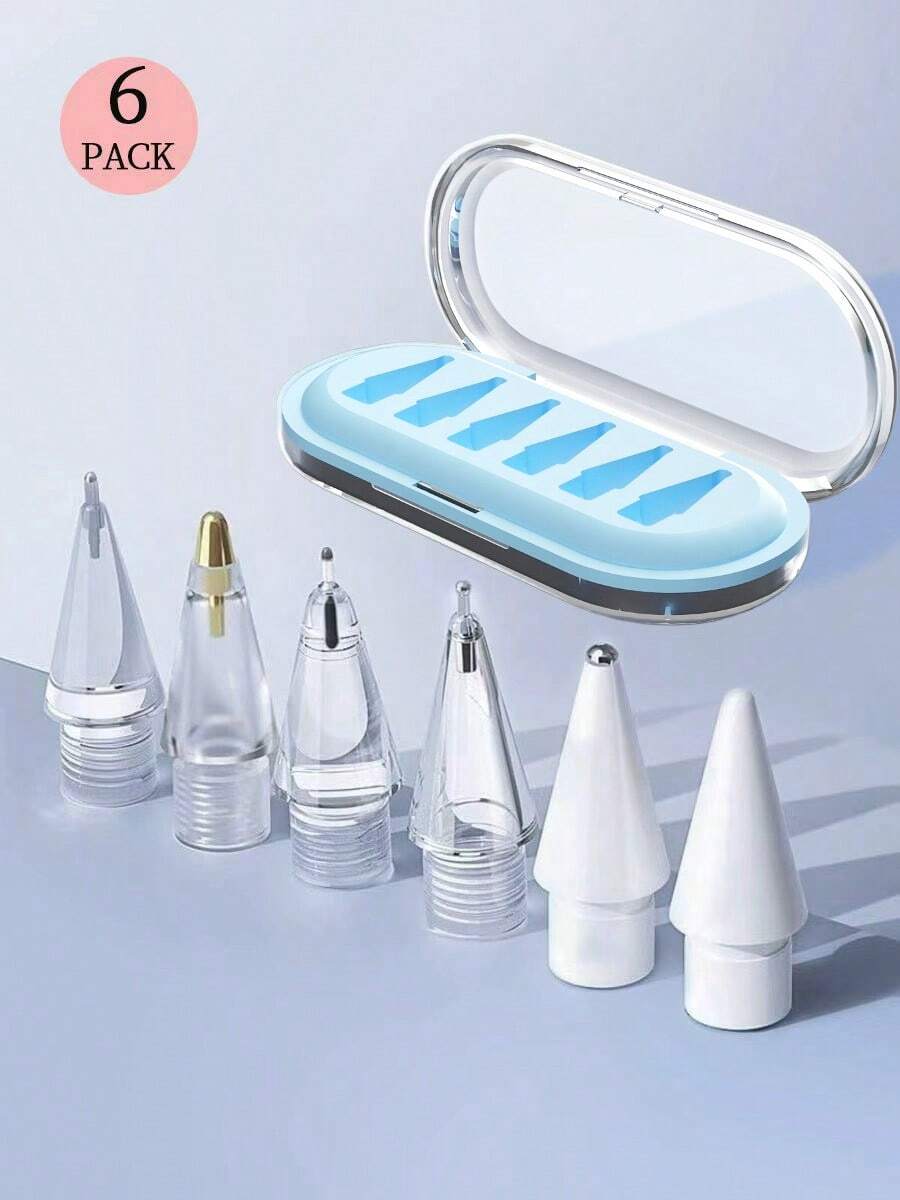6 Pack Replacement Tips Compatible With Apple Pencil Pro/ 2nd Gen/ 1st Gen/USB C, Upgraded Apple Pencil Tips With Case No Wear Out Fine Point Precise Control, For IPad Pen Nibs Sets