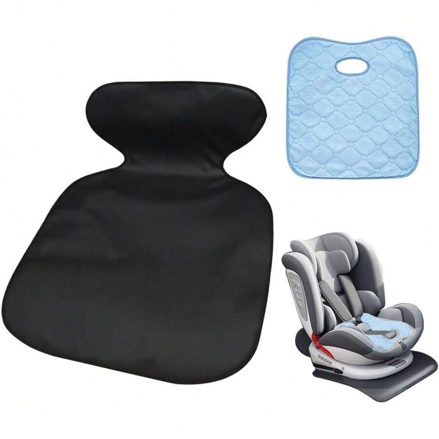 WALLFID - Juego de protectores de asiento de coche 2 en 1 – Protector universal de asiento de piel antideslizante + alfombrilla impermeable para derrames y entrenamiento para ir al baño - 1 - Ver 1