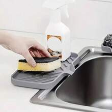 1 Pcs Silicone Soap Dish With Drainage - Anti-Splash, Non-Slip Countertop Mat For Kitchen & Bathroom Sinks - Multicolor - View 3
