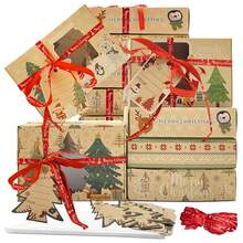12 Packs Christmas Cookie Boxes With Window,Bakery Treat Boxes Gift Baking Box Christmas Kraft Gift Boxes With Ribbons And DIY Gift Tags For Gift Giving, Pastry, Candy, Party Favors (Small) - 1 件裝(12 包) - 查看 7