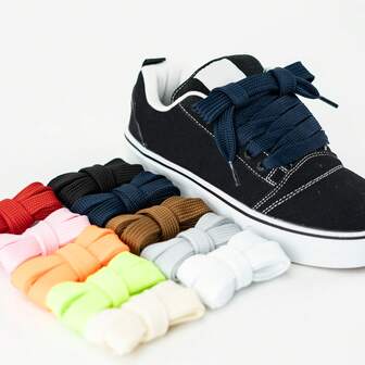 1 par de cordones planos de lona de 1.8 cm de ancho para zapatillas deportivas informales de unicolor