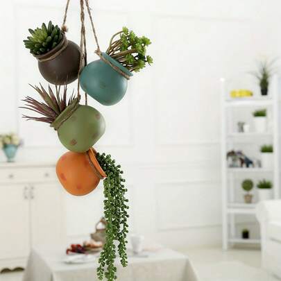 4PCS Hanging Succulent Planters Mini Wall Or Ceiling Mount Dangling Plant Pot For Indoor Outdoor Home Decor