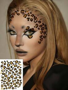 3 pièces Tatouages temporaires pour le visage imprimés léopard, autocollants de tatouage sexy pour adultes avec motif léopard, convient pour Halloween, cosplay, fêtes, festivals et autres occasions - Multicolore - Voir 8
