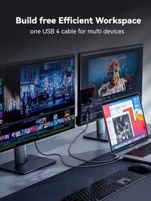 Thunderbolt 5 USB5 双协议线缆，Thunderbolt 5 USB5.0 80Gbps 240W 线缆，16K 视频线缆，PD3.1 快充，适用于 M1 M Book Pro E-GPU，USB C 公对公接口 - 灰色 - 查看 6