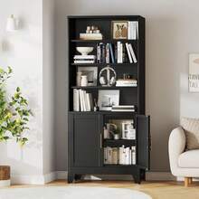 71 Inch High Metal Bookshelf With Adjustable Storage Rack, Used For Open Independent Display Cabinets In Offices, Study Rooms, Living Rooms, And Bedrooms - màu đen - Xem 8