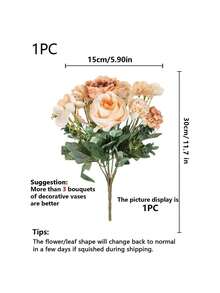 1PC Romantic Silk Peony Hydrangeas Bouquet Artificial Flowers Plastic Centerpieces Fake Plants Plastic For Spring Autumn Wedding Vase Arrangement For Mother's Day/Father's Day/Festival Birthday/Party Accessories/Wedding/Room/Home/Kitchen/Bedroom/Living Room/Table Decoration/Bride's Bouquet/Outdoor Garden Decorations - Champagne - View 2