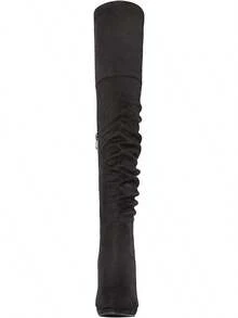 Women's Black Chunky Thigh High Over Knee High Heel Boots, Fashionable High - Plat Style - 薩拉希-布萊克 - 查看 4