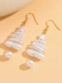 Bộ 3 bông tai ngọc trai thanh lịch hình cây thông Noel và ngôi sao, kiểu ngọc trai Baroque, phù hợp cho nhiều dịp, món quà Giáng sinh hoàn hảo. - vòng cổ - Xem 2