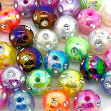 30pcs Colorful Rhinestone Beads 16mm Round Spacer Beads For Jewelry Bracelet Necklace Pen Bag Chain Making Crafts Supplies, Forcal Beads For Pens, Jewelry Making, Assorted Varieties Mix Colors - màu sắc - Xem 4