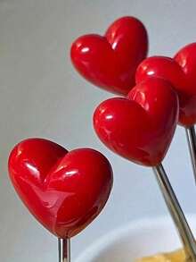 5个/10个创意心形和水果造型不锈钢水果签，可爱餐具，厨房用品，情人节礼物 - 彩色 - 查看 8