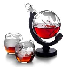 Whiskey Decanter Sets For Men, Whiskey Decanter Globe Set With 2 Etched Globe Whisky Glasses For Liquor, Bourbon, Cocktails, Vodka, Scotch Liquor Decanter Sets - 850ml - 紅木色 - 查看 9