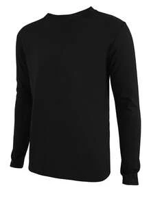 6-Pack,S-5XL Black Cotton Long-Sleeve Tees - Essential Crew Neck Shirts For Everyday Wardrobe Staple - 黑色 - 查看 3