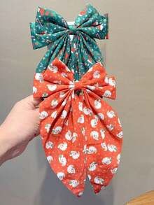 2pcs Women's Spring New Rhinestone Fabric Satin Bow Elegant Chic Fashion Snap Hair Clips, Simple Daily Hair Accessories [No Card Package], School Stuff, College, Bows, Cute