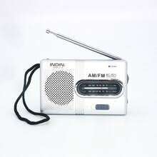 Portable AM FM Radio - Mini Radio With Telescopic Antenna & Headphone Jack, Stereo Speakers Receiver Music Player - Silver - View 12