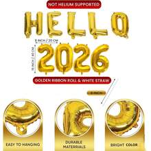 2026 Gold Balloon Set - Giant 40 Inch Happy New Year Champagne Balloons, Happy New Year Balloons, 2026 Number Balloons, 2026 New Year Decorations, 2026 New Year's Eve Party Supplies, New Year's Eve Decorations - Gold - View 6