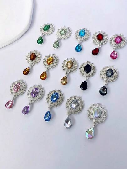 10/5pcs Jewellery-Making Pendants. Flower-Shaped Diamond-Clasp Teardrop Gemstone Pendants With Alloy Fittings, Suitable For Earrings, Necklaces, Bracelets, Hair Accessories, And Hair Clips. Mobile Phone Cases, Charms, Keyring Ornaments.Craft Kit,Christmas Decorations.Keychain Accessories,Ideal As A Small Gift For Family And Friends,Valentine's Day, Eid Al-Fitr Jewellery Gifts