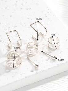 28pcs Elegant Geometric Rhinestone Clip-On Earrings Set, Fashion Jewelry For Women, Suitable For Dates, Parties, Weddings, Birthdays, And Daily Wear - Silver - View 11