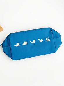 动物纹深蓝色化妆包 18.5cm*12cm*8cm 小包/化妆包/旅行收纳包/旅行化妆包 - 藍色 - 查看 5