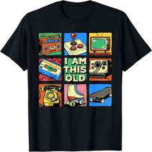 I Am This Old R Vintage Nostaia 80s 90s Cette Tape T-Shirt - Black 23 - View 1