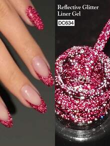 Mtssii Red Reflective Glitter Liner Gel Nail Polis Bright Sparkling French Pink Paint Spider Liner Gel Semi Permanent Nail Painting UV Gel Superflash Style Pull Line Graffiti Painting Stripe DIY French Nail Design Soak Off Nail Vanish Nail Supplies - 中紫紅色 - 查看 1
