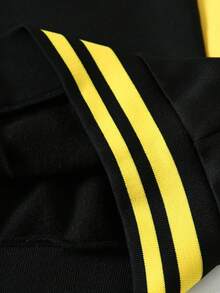 "Never Give Up" Creative Slogan Print, Casual Baseball Jacket With Letter Print, Color Blocking Design, Long Sleeves With Buttoned Front And Pockets, Machine Washable. - 黃色 - 查看 5