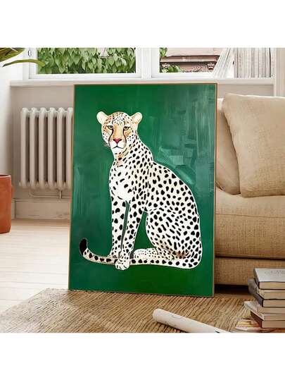 CPWAD 1pc Abstract Green Leopard Print Home Decoration Print, Perfectly Suitable For Bedrooms, Living Rooms Or Offices, Art Deco Style, Classic Style, Modern Style, Animal Theme, No Frame