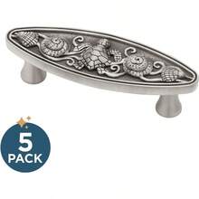 Franklin Brass Seaside Cottage paquete de 5 manijas de gabinete de 3 pulgadas Tiradores centrales de peltre cepillado para puerta de cocina cajones aparadores muebles PBF663-BSP-C1 - Se trata de un peltre satinado cepillado y pulido. - Ver 2