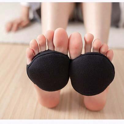 1 par de almohadillas para la parte delantera del pie con diseño calado de encaje, suaves, transpirables, amortiguadoras y resistentes al desgaste. Calcetines invisibles divididos a media punta, amortiguadores, plantillas deportivas, plantillas de moda, plantillas suaves.