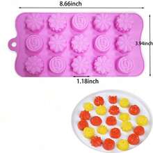 水果零食模具硅胶软糖模具、心形、熊、迷你恐龙和迷你甜甜圈、软糖模具托盘用于糖果巧克力软糖烘焙（樱桃葡萄香蕉苹果菠萝） - 彩色 - 查看 24