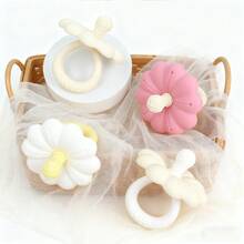 Silicone Flower Shaped Baby Pacifier Teether, Infant Teething Toy, Teether Gift For Baby Girls - Multicolor - View 4