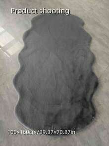 1pc Gray Plush Rug, Soft Faux Rabbit Fur Asymmetrical Carpet Mat, 1-5cm Trimming Tolerance, Suitable For Christmas, Thanksgiving And New Year Decoration, Soft & Skin-Friendly, Home Decor Rug For Living Room, Bedroom, Bathroom Or Kitchen, Multiple Colors Available, Bedroom Carpet, Decorative Rug, Small Rug, Carpet, Home Decor, Living Room Rug - Grey - View 9
