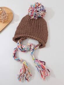 1pc Plush Ear Warming Hat For Women, Winter Warm Versatile Minimalist Japanese Sweet Cute Knitted Beanie Winter Christmas Beanie Hat