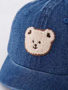 1 pieza Sombrero de sol para bebé, diseño de oso lindo, tela delgada, gorra visera para exteriores, adecuado para niños de 1 a 3 años, primavera/otoño - Lengua de pato del oso vaquero - Ver 10