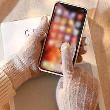 1pair Unisex Cold Weather Work Gloves - Thick Knitted Touchscreen Compatible Gloves, Breathable Non-Slip For Driving, Cycling, Skiing & Outdoor Activities, Ideal For Commuters & Outdoor Enthusiasts - Nhiều màu - Xem 4