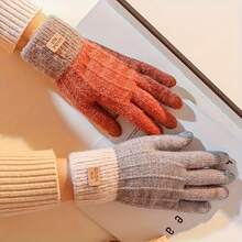 1pair Unisex Cold Weather Work Gloves - Thick Knitted Touchscreen Compatible Gloves, Breathable Non-Slip For Driving, Cycling, Skiing & Outdoor Activities, Ideal For Commuters & Outdoor Enthusiasts - Nhiều màu - Xem 3