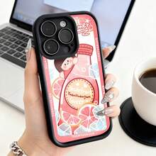 Funda de teléfono diseño dulce de pomelo con patrón de mono lindo y cubos de hielo para iPhone 14 Pro Max 13 12 11 Xs Xr  Galaxy S23 S22 S21 Plus S20 Ultra funda protectora regalo de pareja para novio novia regalo de vacaciones - Burdeos - Ver 3