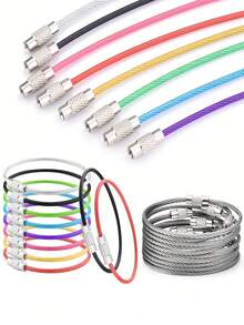 Chaveiro redondo de metal em aço inoxidável (1/10 unidades) - Argola grande de 15 cm, multicolorida (preto, vermelho, amarelo, verde, azul, roxo, prata), ideal para etiquetas de bagagem, chaveiros, utensílios de cozinha, porta-chaves, material para confecção de bijuterias, chaveiro prático | Chaveiro colorido | Argola, chaveiro circular expansível, ideal para etiquetas de bagagem e crachás de identificação. - Multicolorido - Ver 3